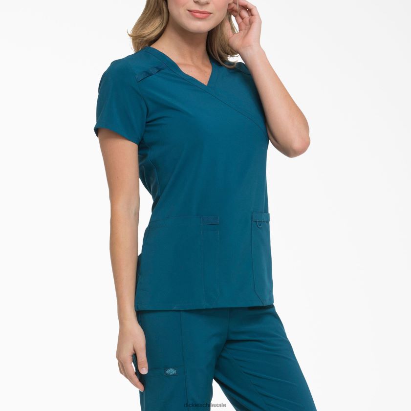 azul caribe (crb) mujer Blusa médica eds essentials con efecto cruzado Dickies vestir X4H0F2635