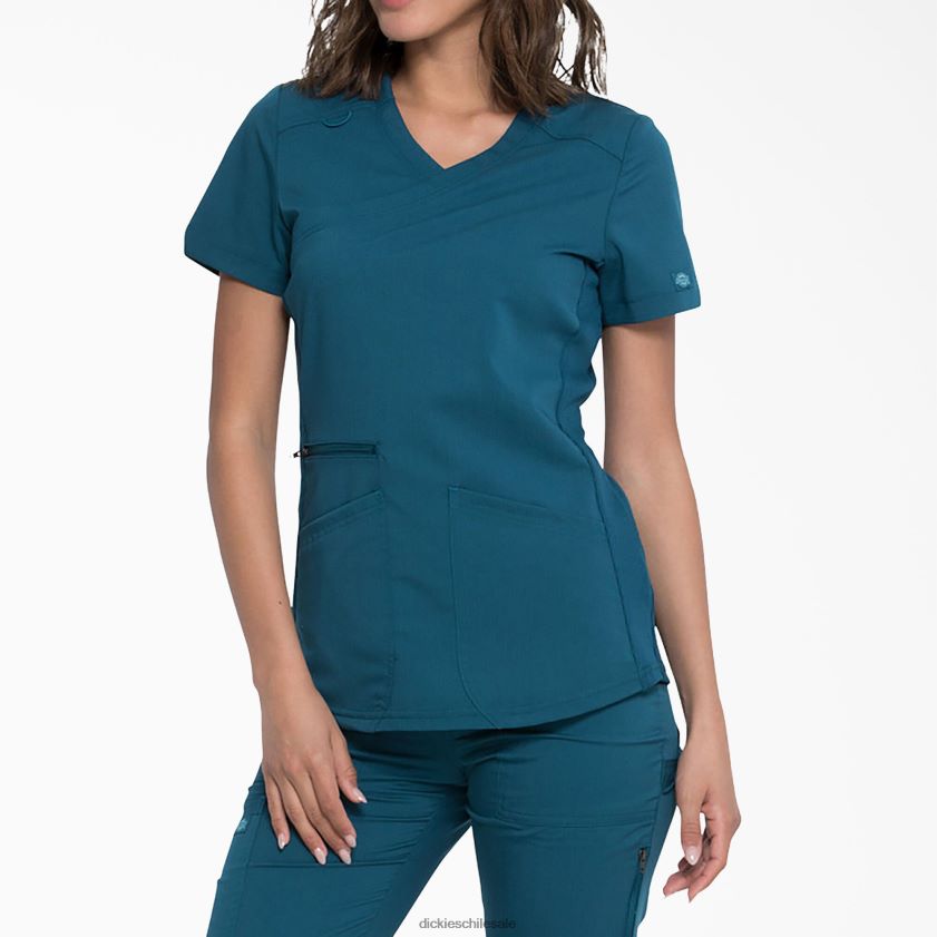 azul caribe (crb) mujer blusa médica balance con efecto cruzado Dickies vestir X4H0F2538