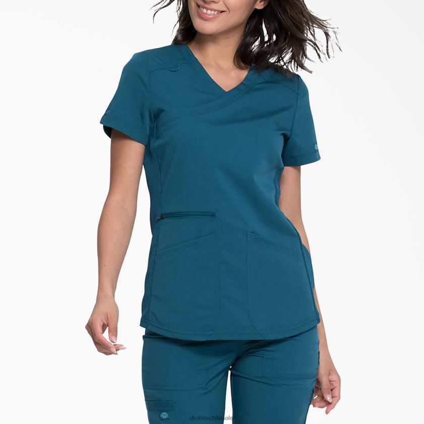 azul caribe (crb) mujer blusa médica balance con efecto cruzado Dickies vestir X4H0F2538