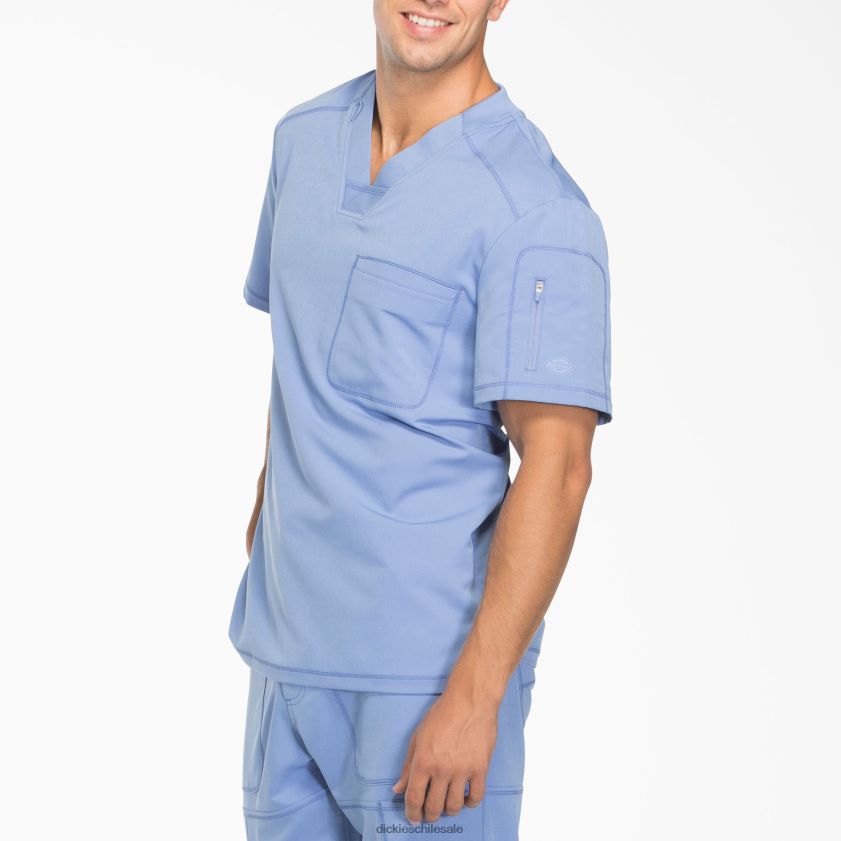 azul cielo (cbl) hombres Blusa médica dynamix con cuello en V y bolsillo con cremallera Dickies vestir X4H0F1247