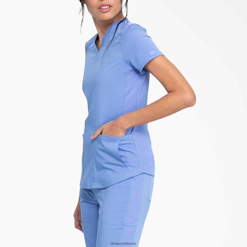azul cielo (cbl) mujer Blusa médica Balance con cuello en V y bolsillo con cierre Dickies vestir X4H0F2474
