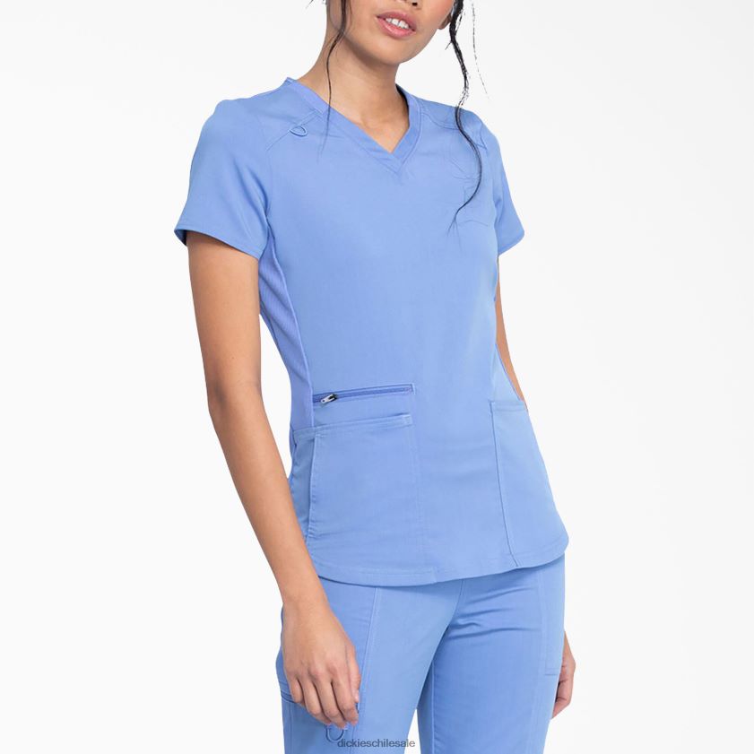 azul cielo (cbl) mujer Blusa médica Balance con cuello en V y bolsillo con cierre Dickies vestir X4H0F2474