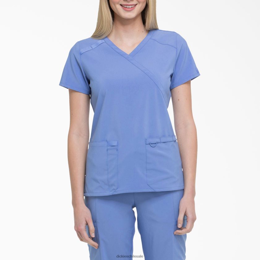 azul cielo (cbl) mujer Blusa médica eds essentials con efecto cruzado Dickies vestir X4H0F2634