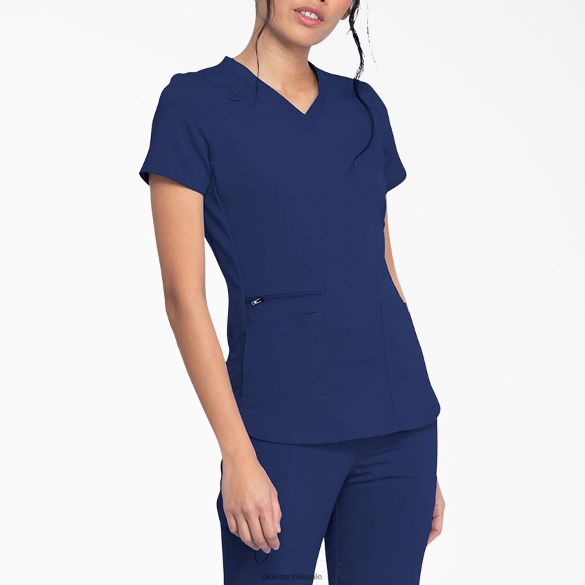 azul marino (nvy) mujer Blusa médica Balance con cuello en V y bolsillo con cierre Dickies vestir X4H0F2478