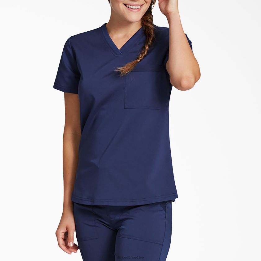 azul marino (nvy) mujer blusa médica Balance con cuello en V y bolsillo en el pecho Dickies vestir X4H0F2599