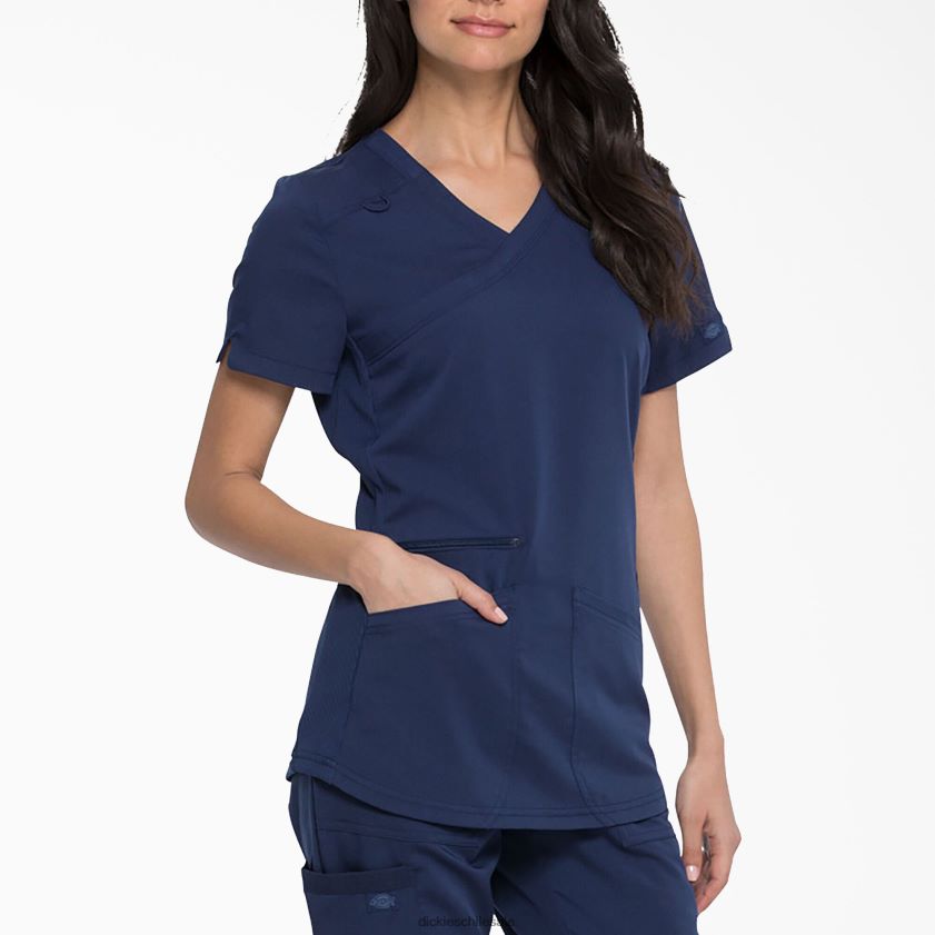 azul marino (nvy) mujer blusa médica balance con efecto cruzado Dickies vestir X4H0F2540