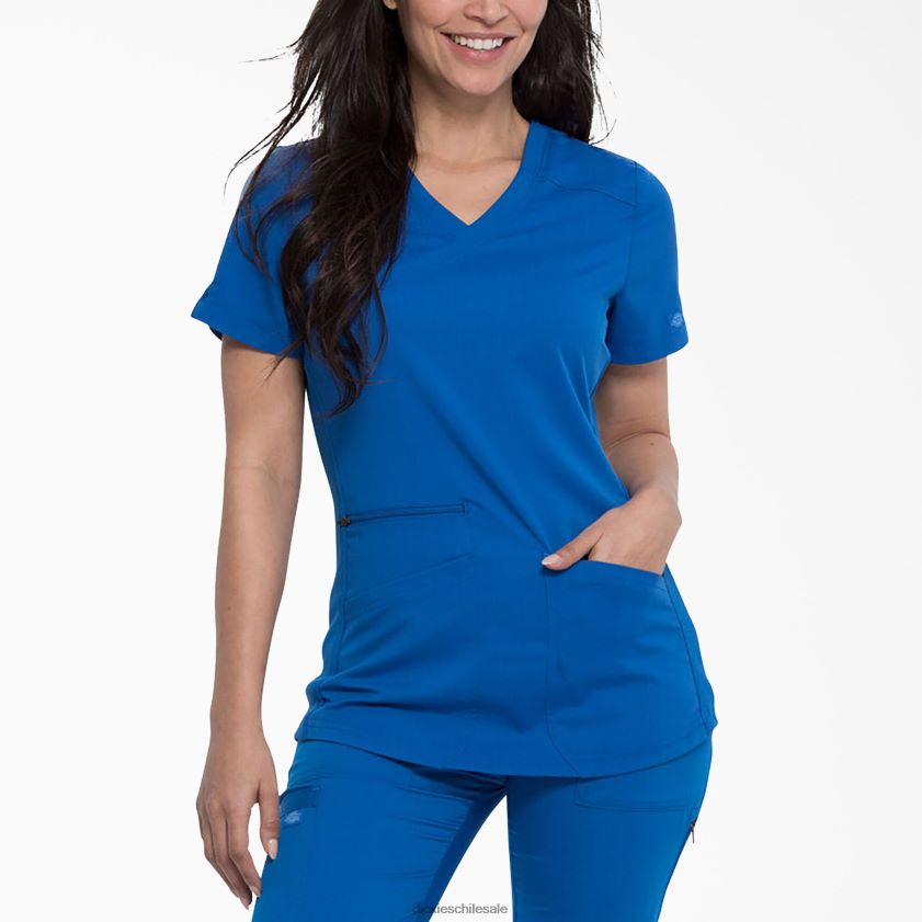 azul rey (rb) mujer blusa médica balance con efecto cruzado Dickies vestir X4H0F2542