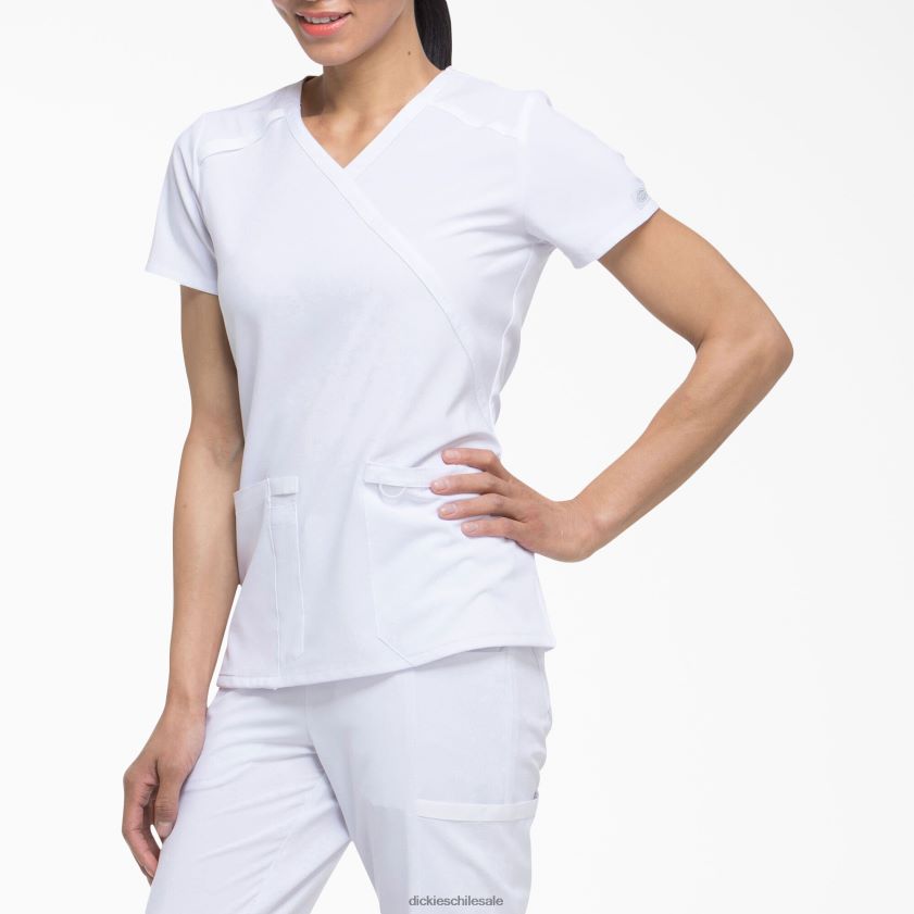 blanco (dwh) mujer Blusa médica eds essentials con efecto cruzado Dickies vestir X4H0F2637
