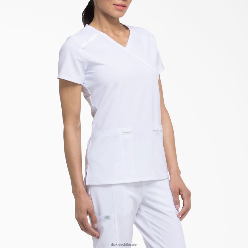 blanco (dwh) mujer Blusa médica eds essentials con efecto cruzado Dickies vestir X4H0F2637