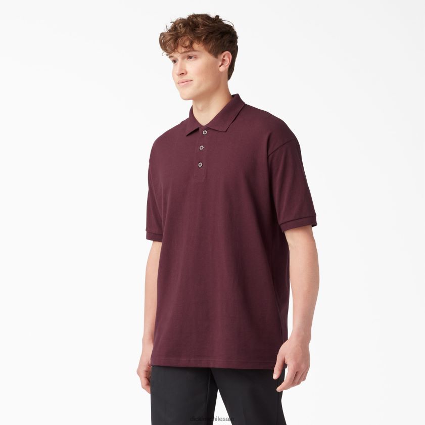 burdeos (por) hombres polo de manga corta de piqué talla adulto Dickies vestir X4H0F661