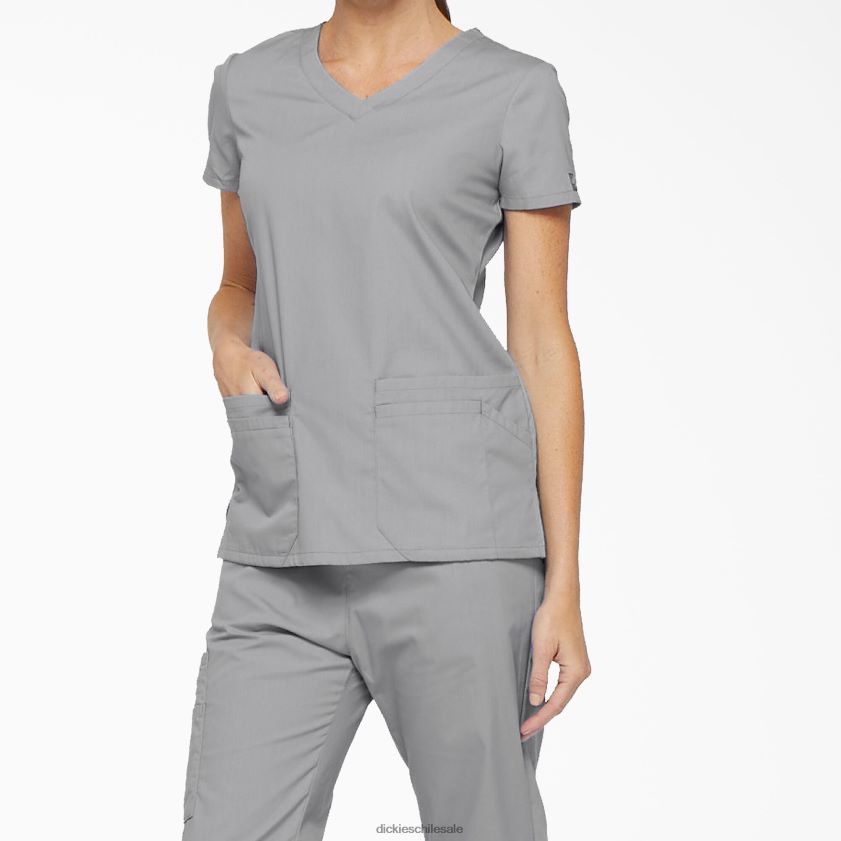 gris (gy) mujer Blusa médica con cuello en V y ranura para bolígrafo de la firma eds Dickies vestir X4H0F2414