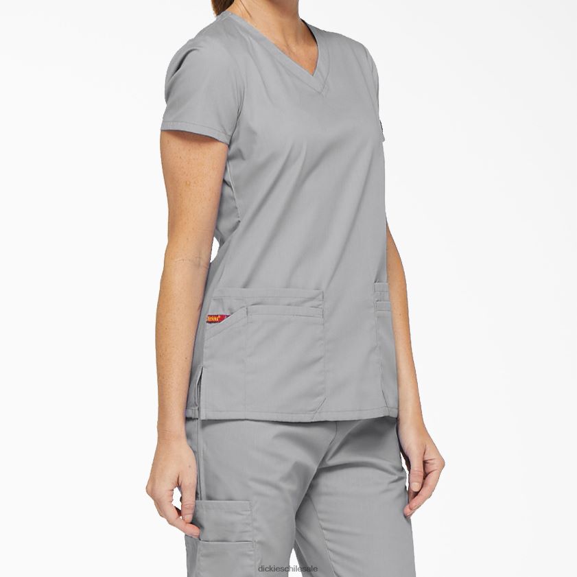 gris (gy) mujer Blusa médica con cuello en V y ranura para bolígrafo de la firma eds Dickies vestir X4H0F2414