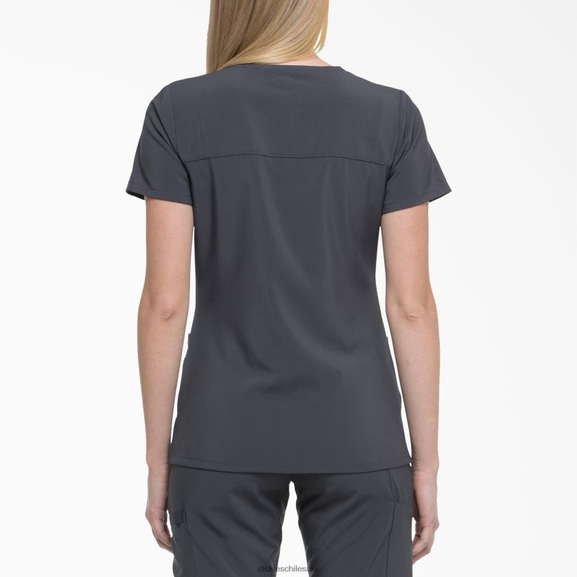 gris peltre (banco) mujer Blusa médica eds essentials con efecto cruzado Dickies vestir X4H0F2641