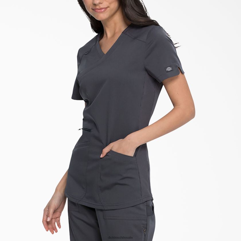 gris peltre (banco) mujer blusa médica balance con efecto cruzado Dickies vestir X4H0F2541