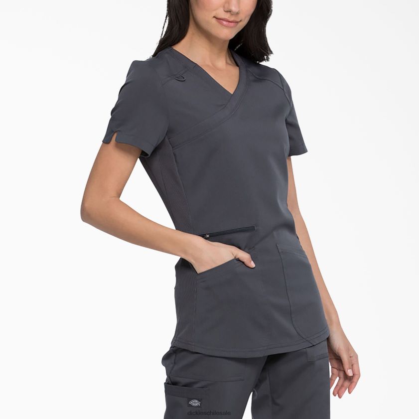 gris peltre (banco) mujer blusa médica balance con efecto cruzado Dickies vestir X4H0F2541