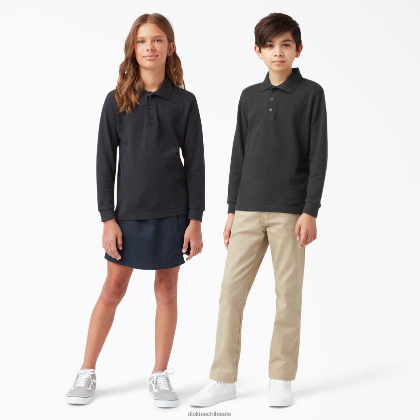 negro (kbk) niños polo de manga larga de piqué Dickies vestir X4H0F2697