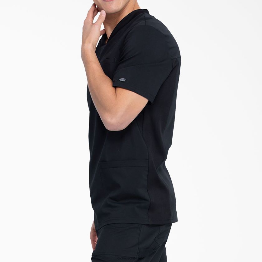 negro (negro) hombres Blusa médica Balance con cuello en V y bolsillos de parche Dickies vestir X4H0F1408