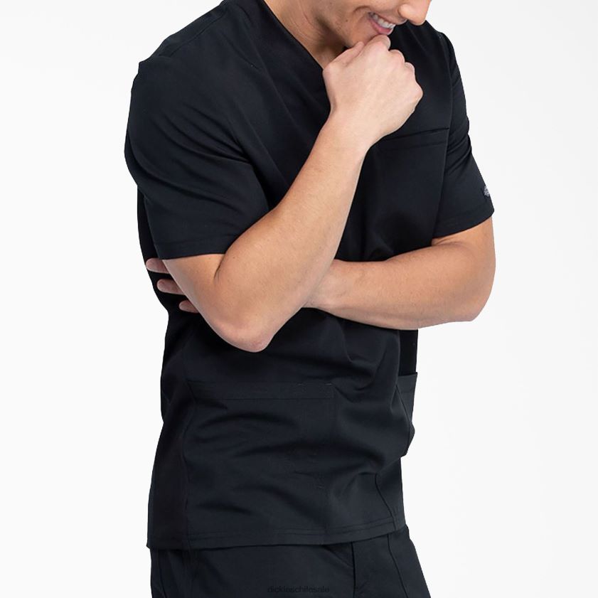 negro (negro) hombres Blusa médica Balance con cuello en V y bolsillos de parche Dickies vestir X4H0F1408