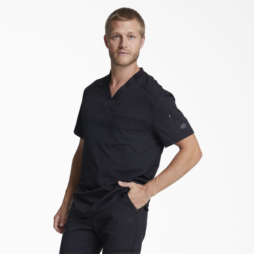 negro (negro) hombres Blusa médica dynamix con cuello en V y bolsillo con cremallera Dickies vestir X4H0F1246