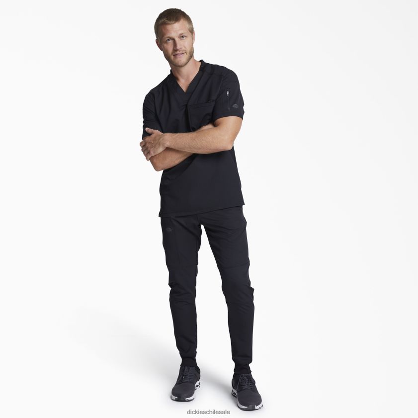 negro (negro) hombres Blusa médica dynamix con cuello en V y bolsillo con cremallera Dickies vestir X4H0F1246