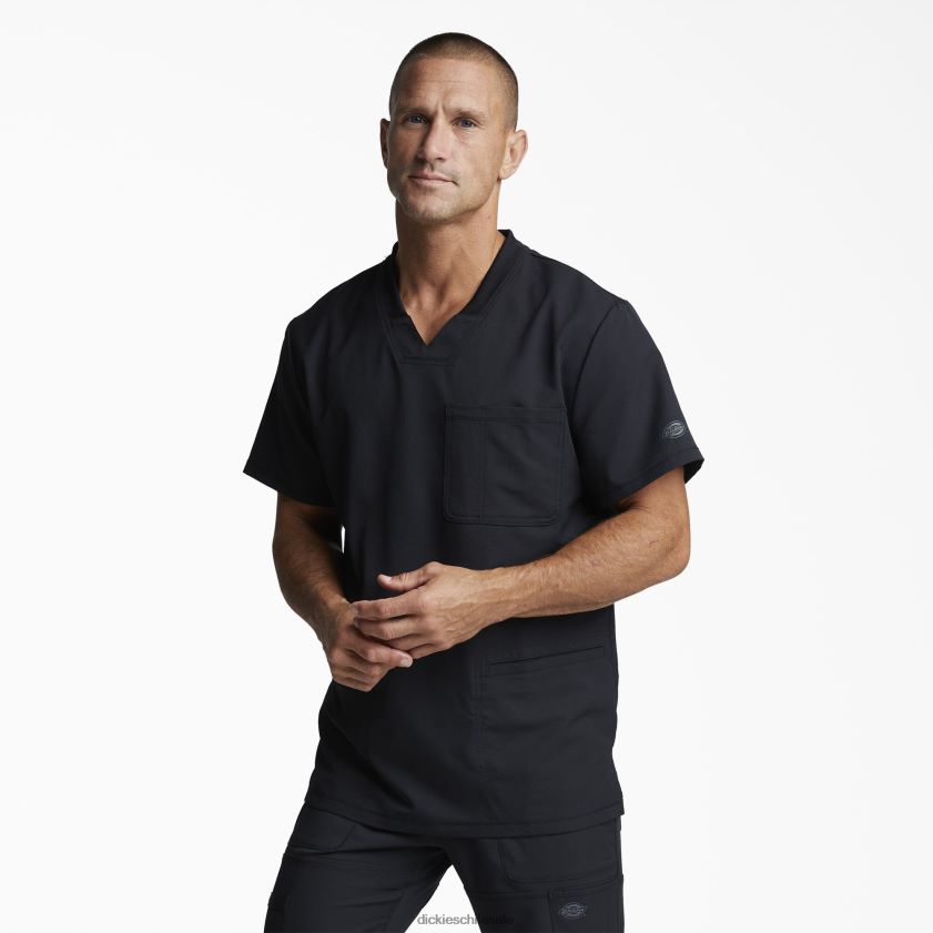 negro (negro) hombres blusa médica dynamix con cuello en v Dickies vestir X4H0F1351