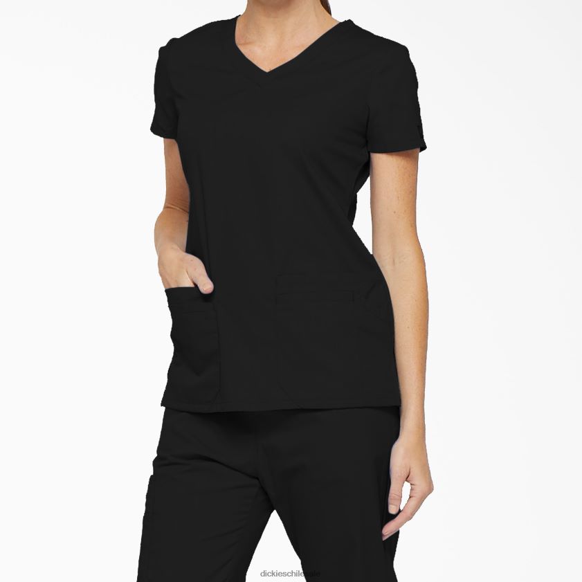 negro (negro) mujer Blusa médica con cuello en V y ranura para bolígrafo de la firma eds Dickies vestir X4H0F2407