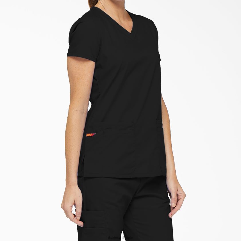 negro (negro) mujer Blusa médica con cuello en V y ranura para bolígrafo de la firma eds Dickies vestir X4H0F2407