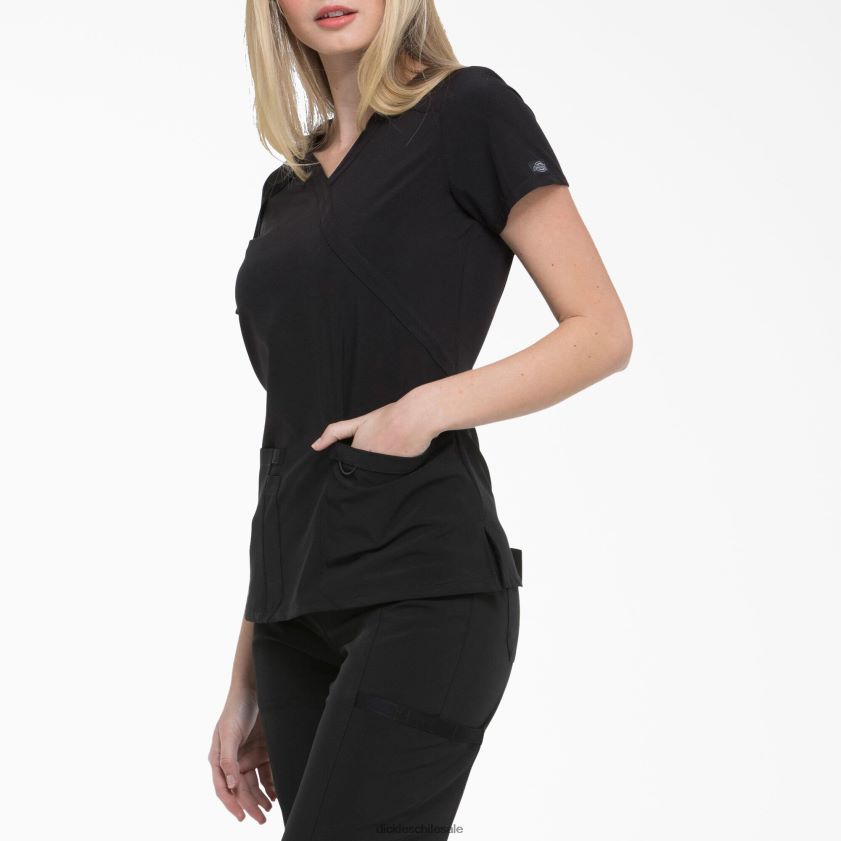 negro (negro) mujer Blusa médica eds essentials con efecto cruzado Dickies vestir X4H0F2633