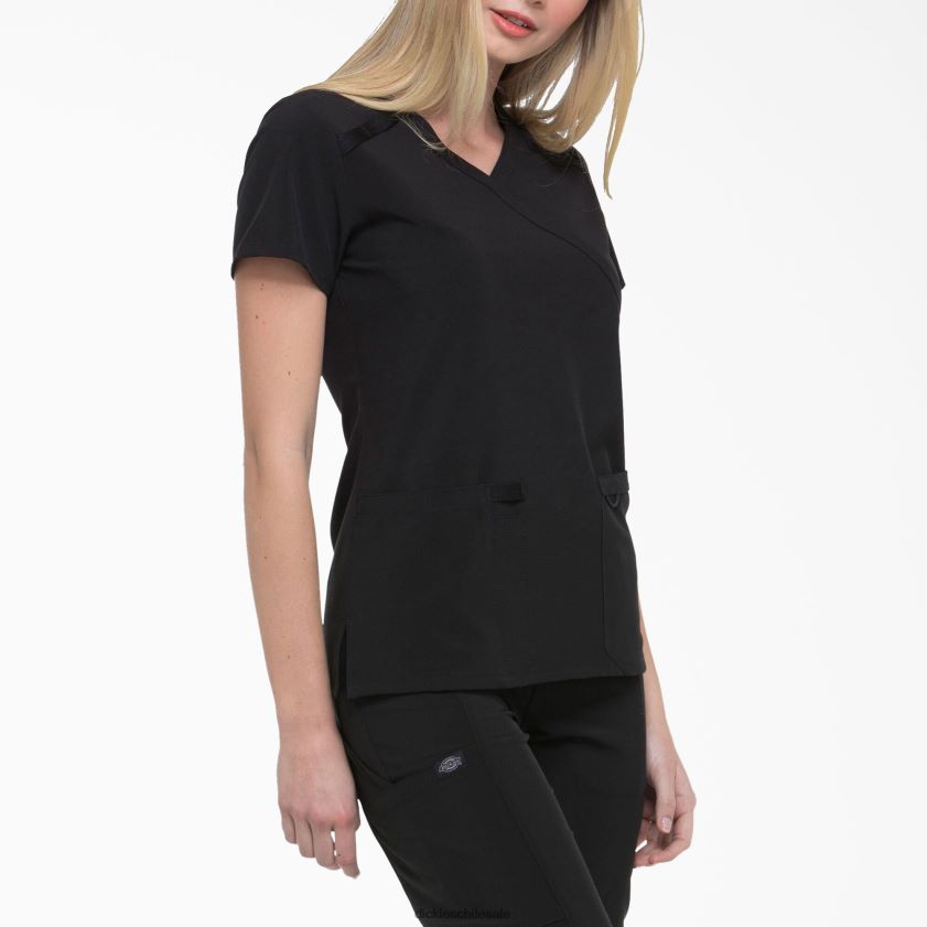 negro (negro) mujer Blusa médica eds essentials con efecto cruzado Dickies vestir X4H0F2633
