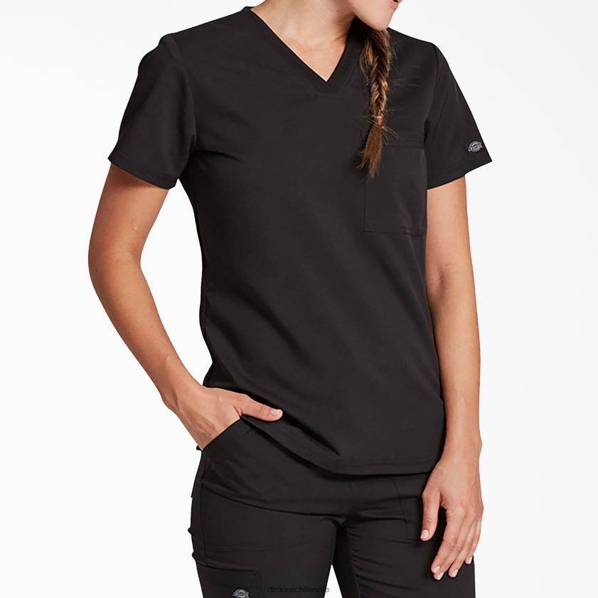 negro (negro) mujer blusa médica Balance con cuello en V y bolsillo en el pecho Dickies vestir X4H0F2597