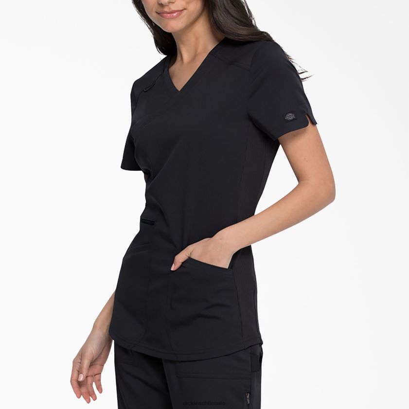 negro (negro) mujer blusa médica balance con efecto cruzado Dickies vestir X4H0F2536