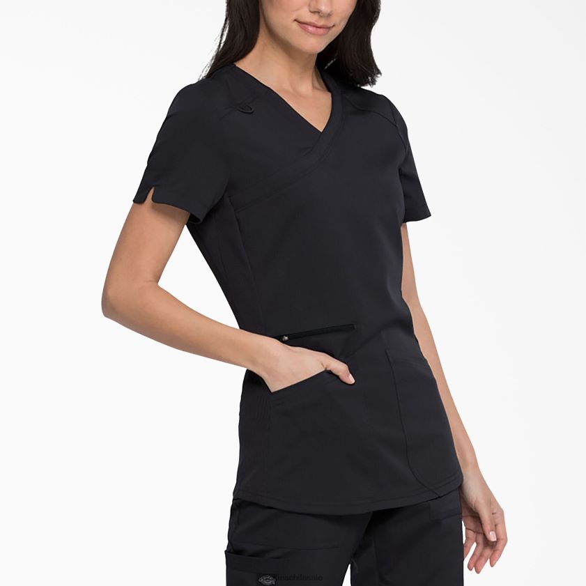 negro (negro) mujer blusa médica balance con efecto cruzado Dickies vestir X4H0F2536