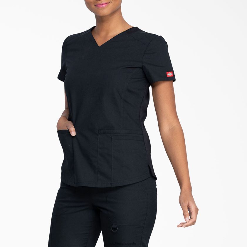 negro (negro) mujer blusa médica con cuello en V de la firma eds Dickies vestir X4H0F2592