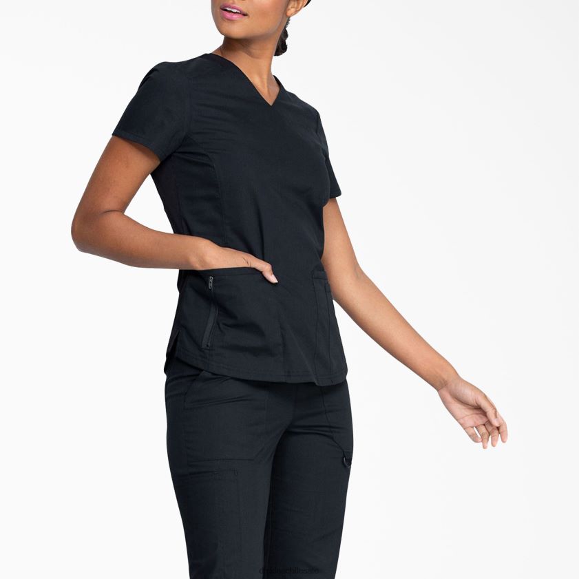 negro (negro) mujer blusa médica con cuello en V de la firma eds Dickies vestir X4H0F2592