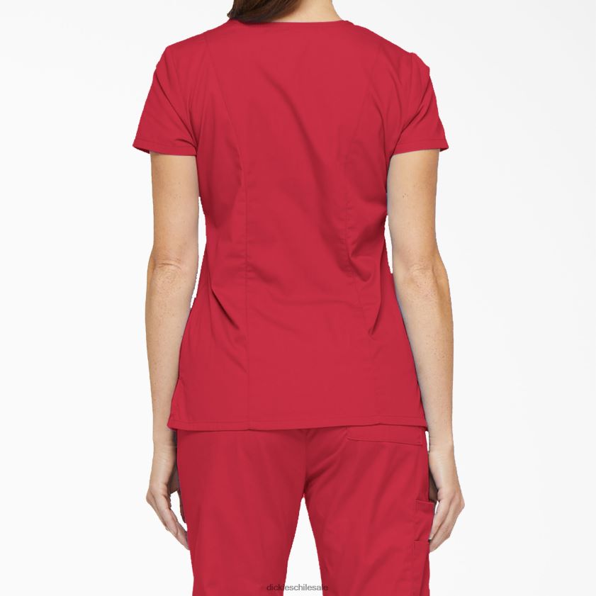rojo (rd) mujer Blusa médica con cuello en V y ranura para bolígrafo de la firma eds Dickies vestir X4H0F2421