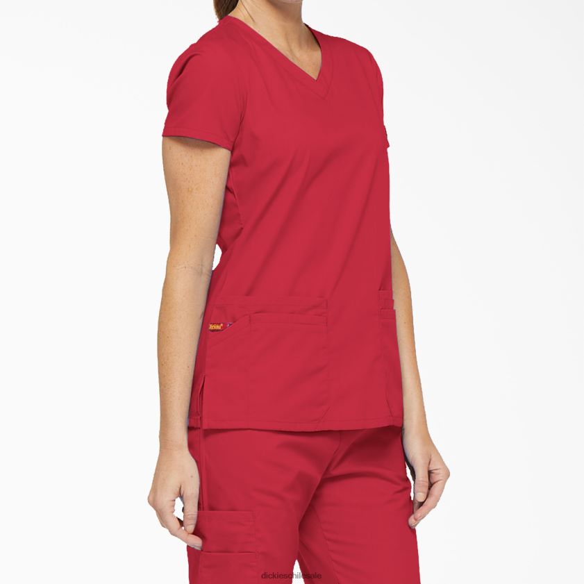 rojo (rd) mujer Blusa médica con cuello en V y ranura para bolígrafo de la firma eds Dickies vestir X4H0F2421