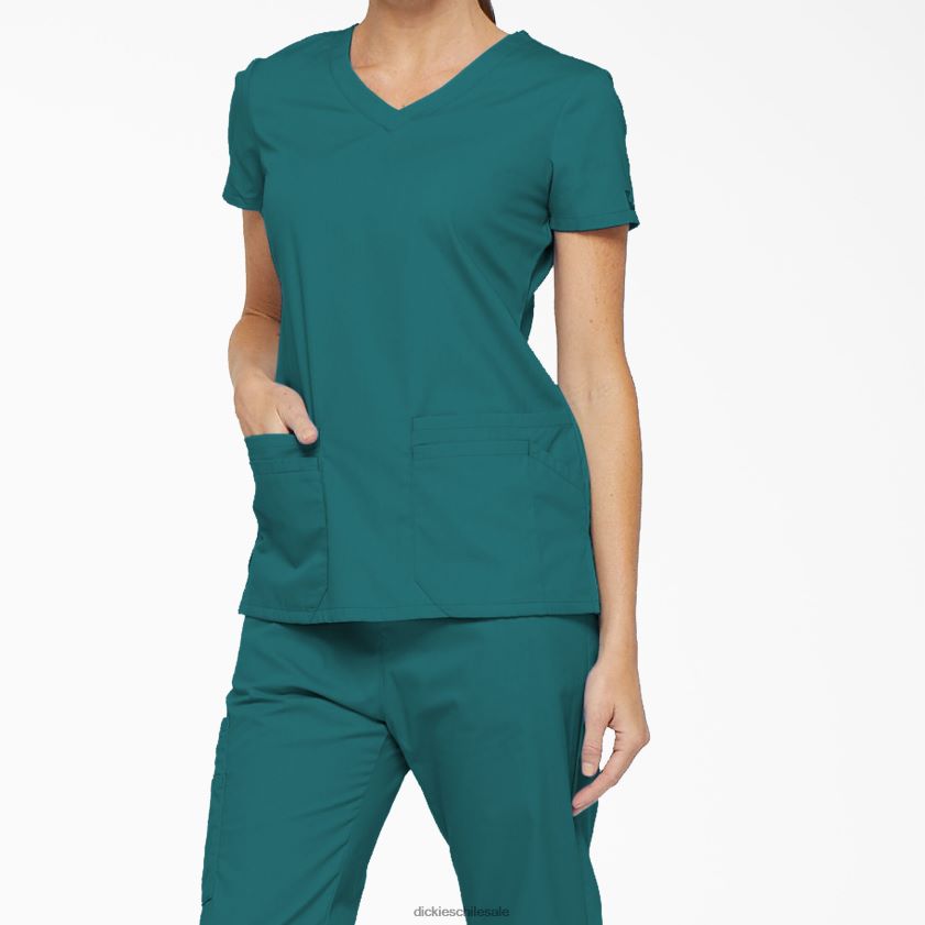 verde azulado (dtl) mujer Blusa médica con cuello en V y ranura para bolígrafo de la firma eds Dickies vestir X4H0F2410