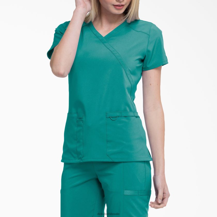 verde azulado (dtl) mujer Blusa médica eds essentials con efecto cruzado Dickies vestir X4H0F2636