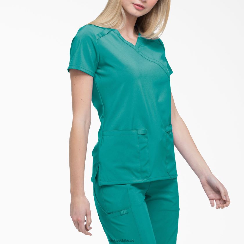 verde azulado (dtl) mujer Blusa médica eds essentials con efecto cruzado Dickies vestir X4H0F2636