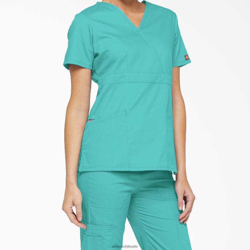 verde azulado (dtl) mujer blusa médica con efecto cruzado de la firma eds Dickies vestir X4H0F2615