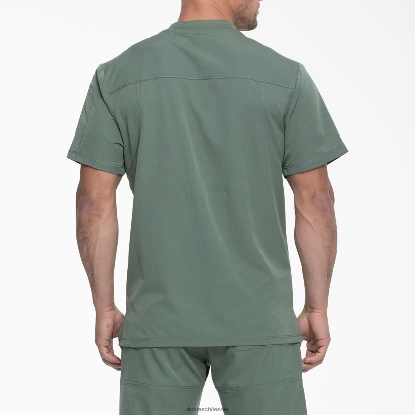 verde oliva (oli) hombres Blusa médica dynamix con cuello en V y bolsillo con cremallera Dickies vestir X4H0F1252