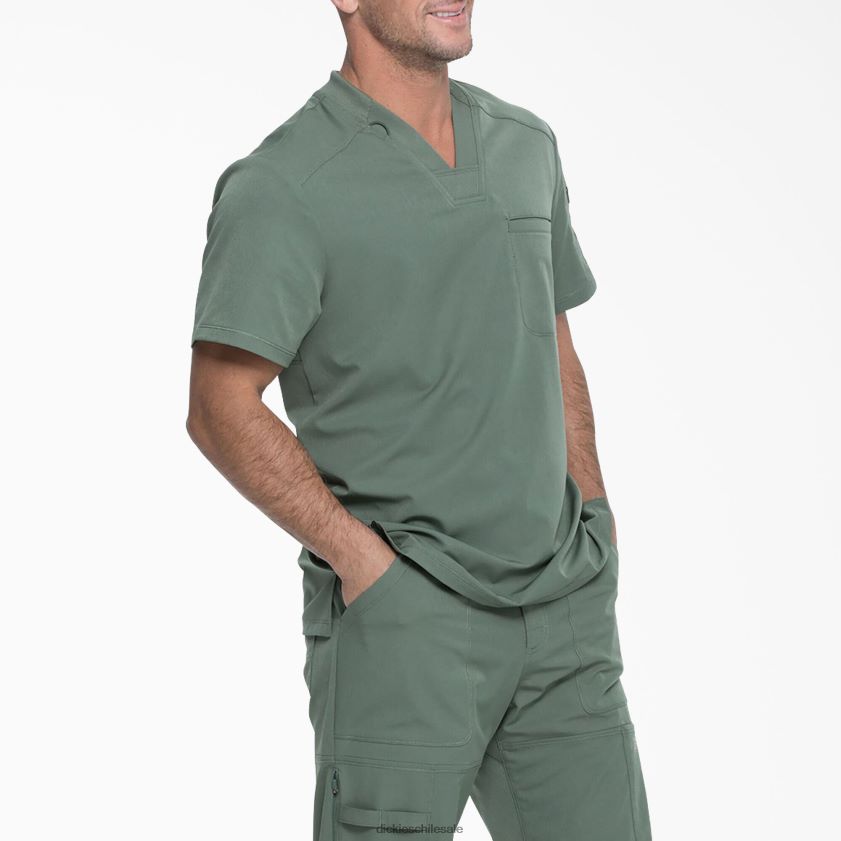 verde oliva (oli) hombres Blusa médica dynamix con cuello en V y bolsillo con cremallera Dickies vestir X4H0F1252