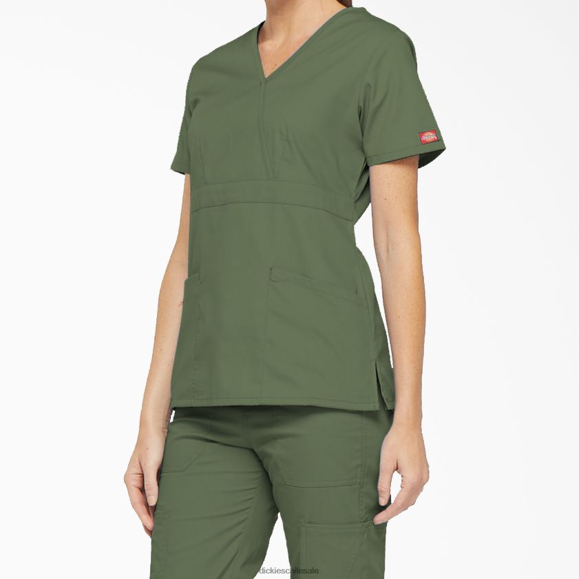 verde oliva (oli) mujer blusa médica con efecto cruzado de la firma eds Dickies vestir X4H0F2622