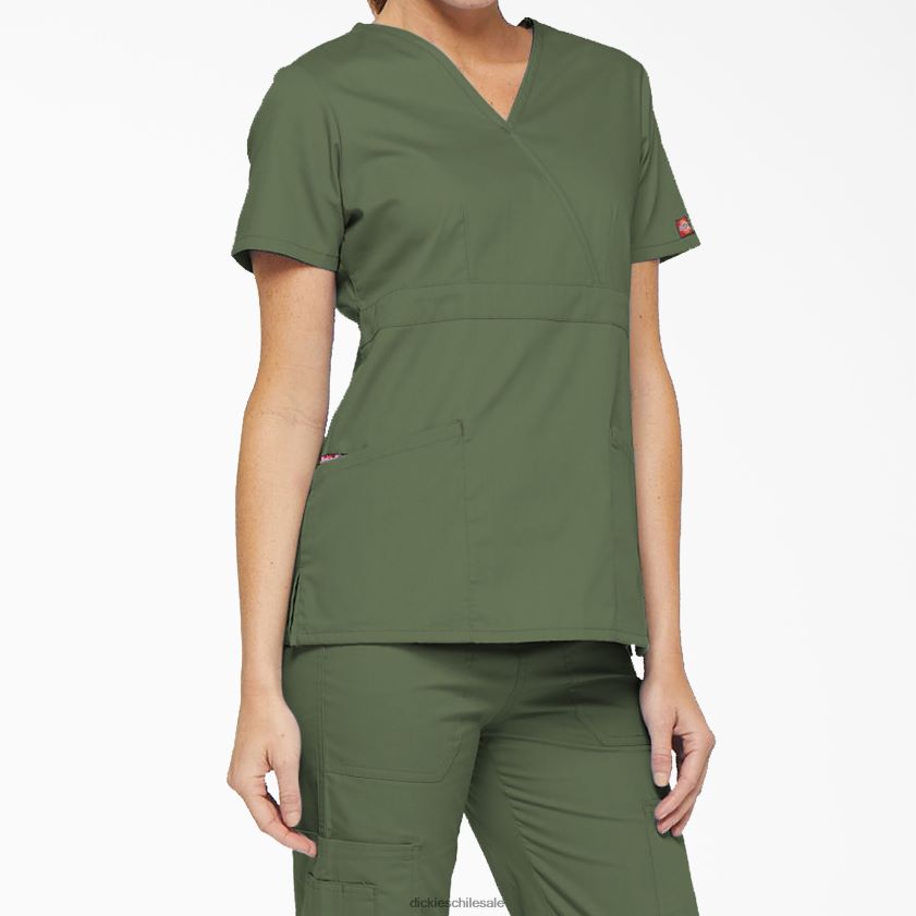 verde oliva (oli) mujer blusa médica con efecto cruzado de la firma eds Dickies vestir X4H0F2622