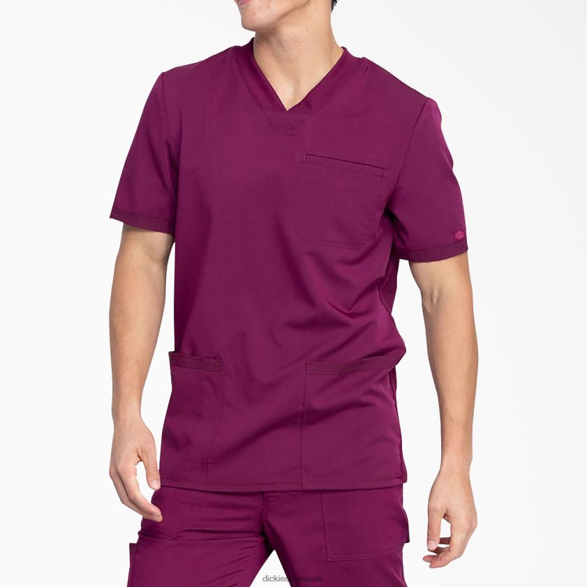 vino (ganar) hombres Blusa médica Balance con cuello en V y bolsillos de parche Dickies vestir X4H0F1414