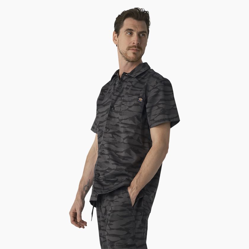 camuflaje de hormigón tonal negro (bnc) hombres camisa holgada refrescante de skateboarding Dickies vestir X4H0F824