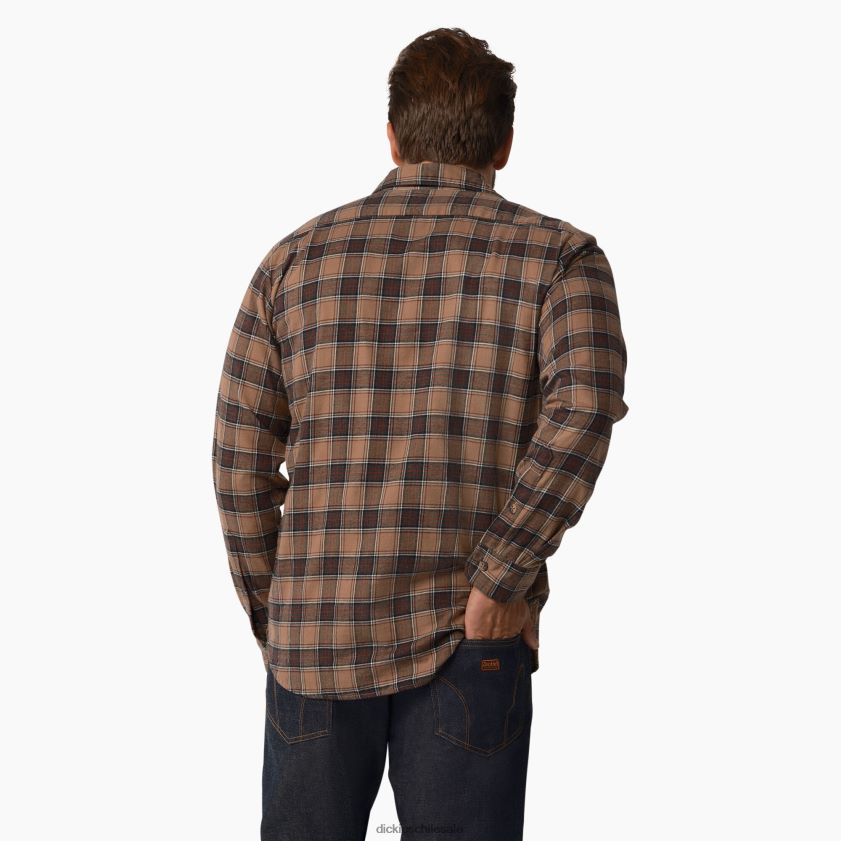 caqui enjuagado y cuadros grises (rxky) hombres camisa de manga larga de 1922 Dickies vestir X4H0F936