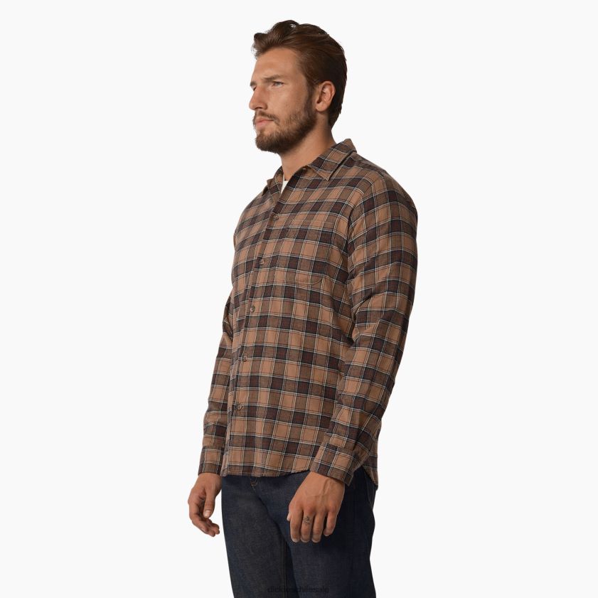 caqui enjuagado y cuadros grises (rxky) hombres camisa de manga larga de 1922 Dickies vestir X4H0F936
