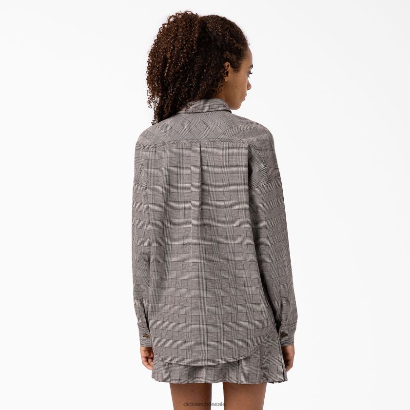 cuadros marrones (bp3) mujer camisa oversize Bakerhill Dickies vestir X4H0F2102