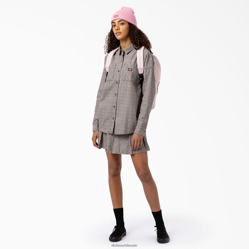 cuadros marrones (bp3) mujer camisa oversize Bakerhill Dickies vestir X4H0F2102